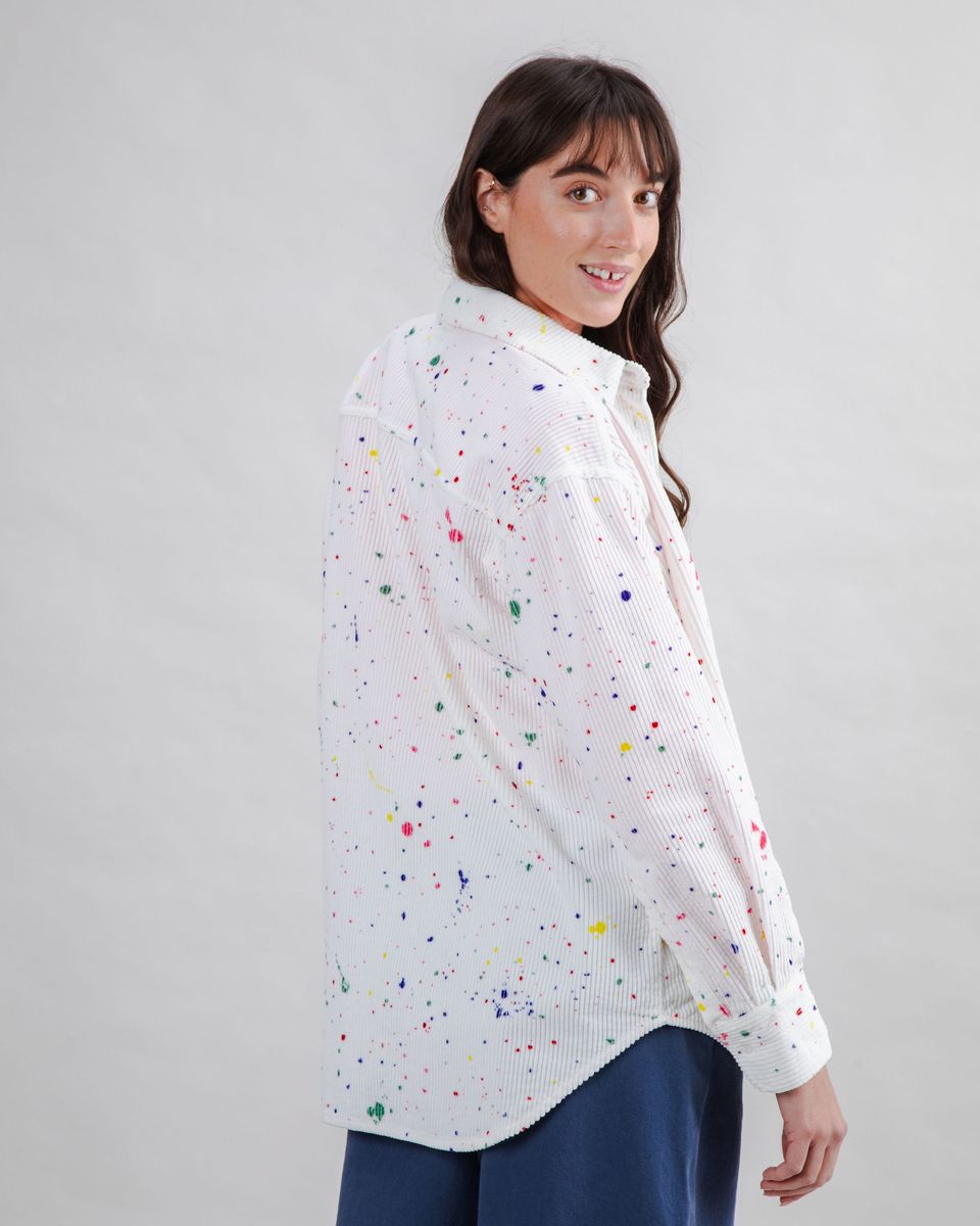 Brava Splash Paint Corduroy Long Overshirt