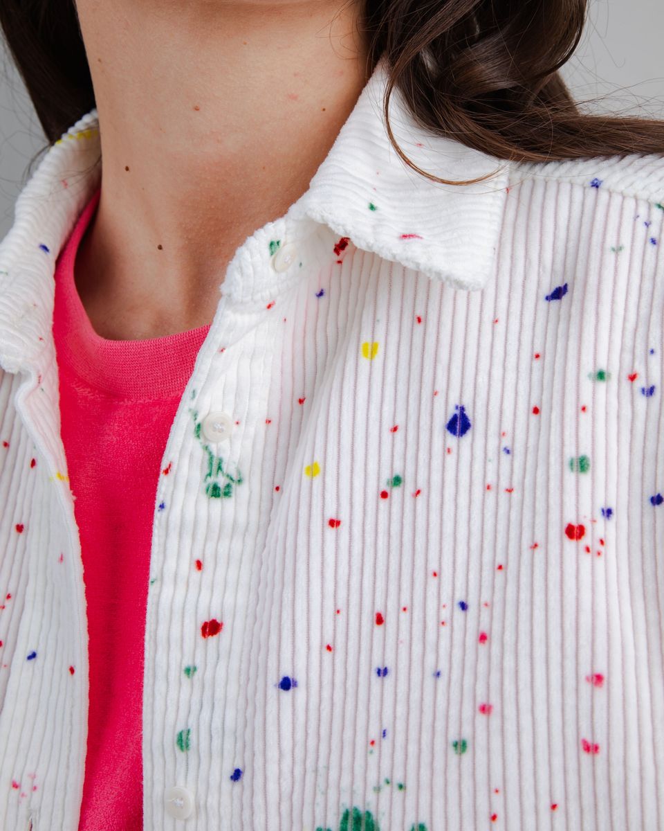 Brava Splash Paint Corduroy Long Overshirt