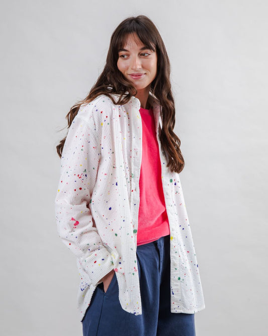 Brava Splash Paint Corduroy Long Overshirt