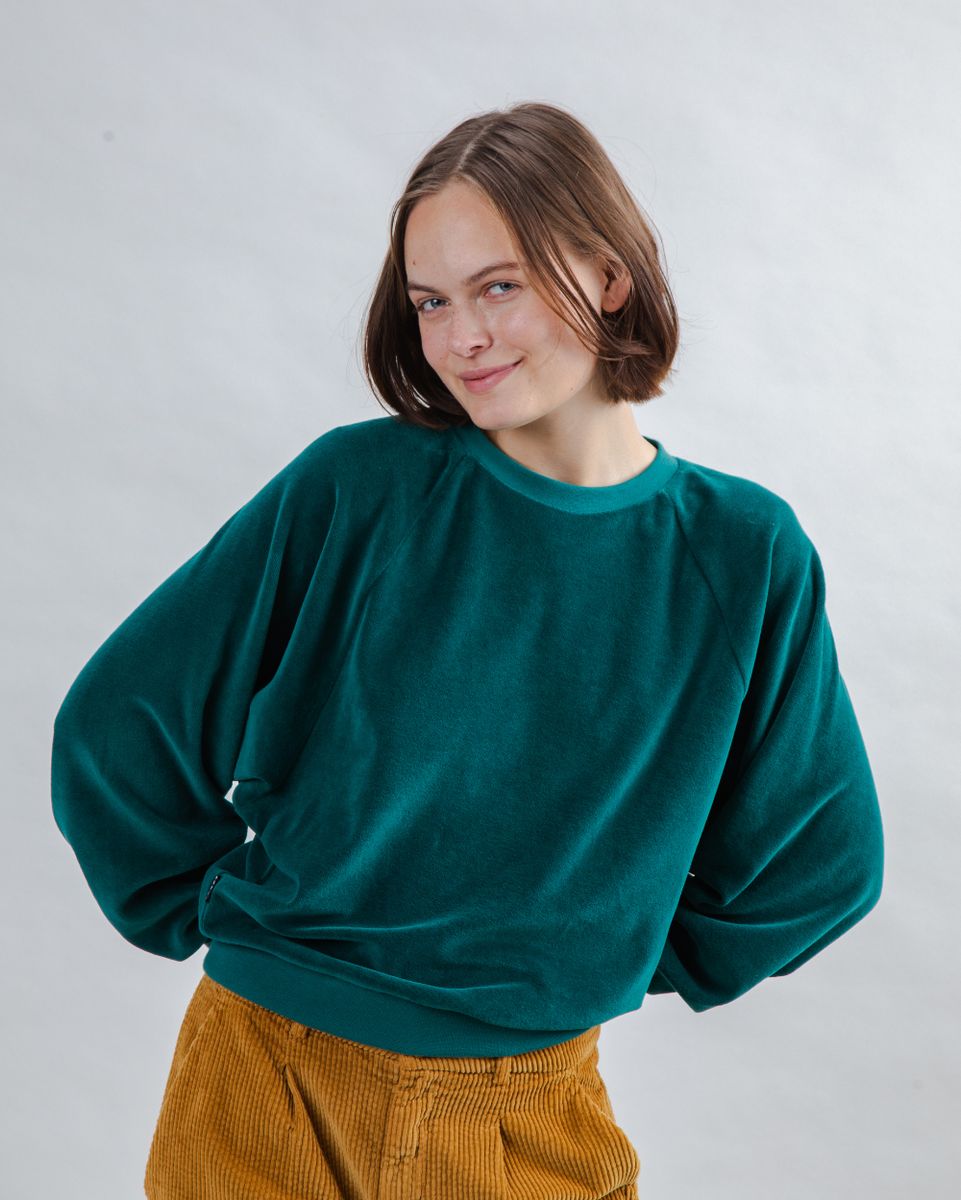 Brava Green Velvet Raglan Sweatshirt